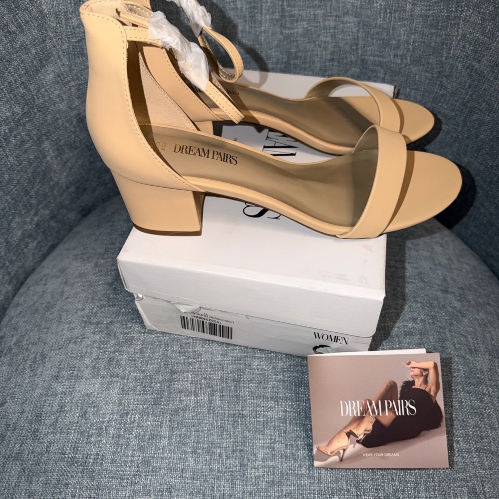 Dream Pairs Women's Nude Block Heel